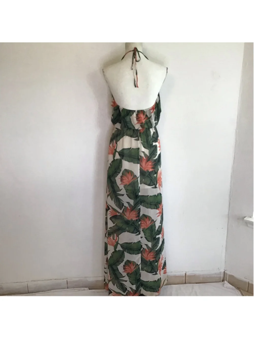 Show Me Your Mumu Women Elegant Fun Maxi Dress L White Green Tropical Print - Picture 2 of 14